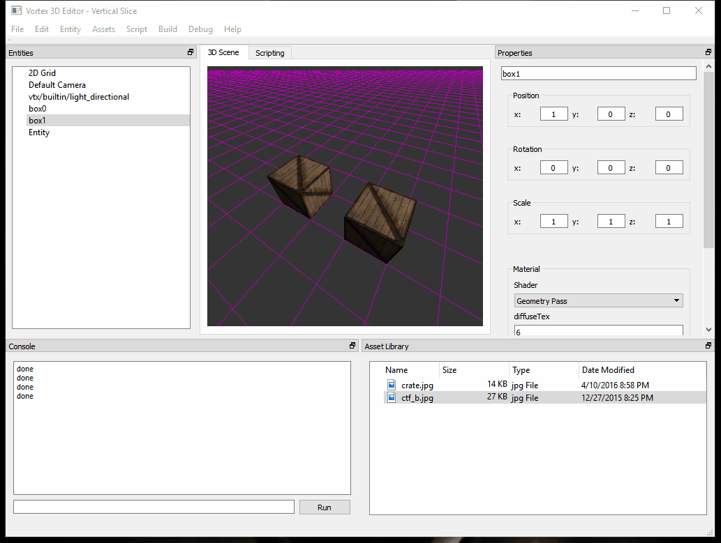 Vortex loading and running an external script that changes the texture of an entity's material.