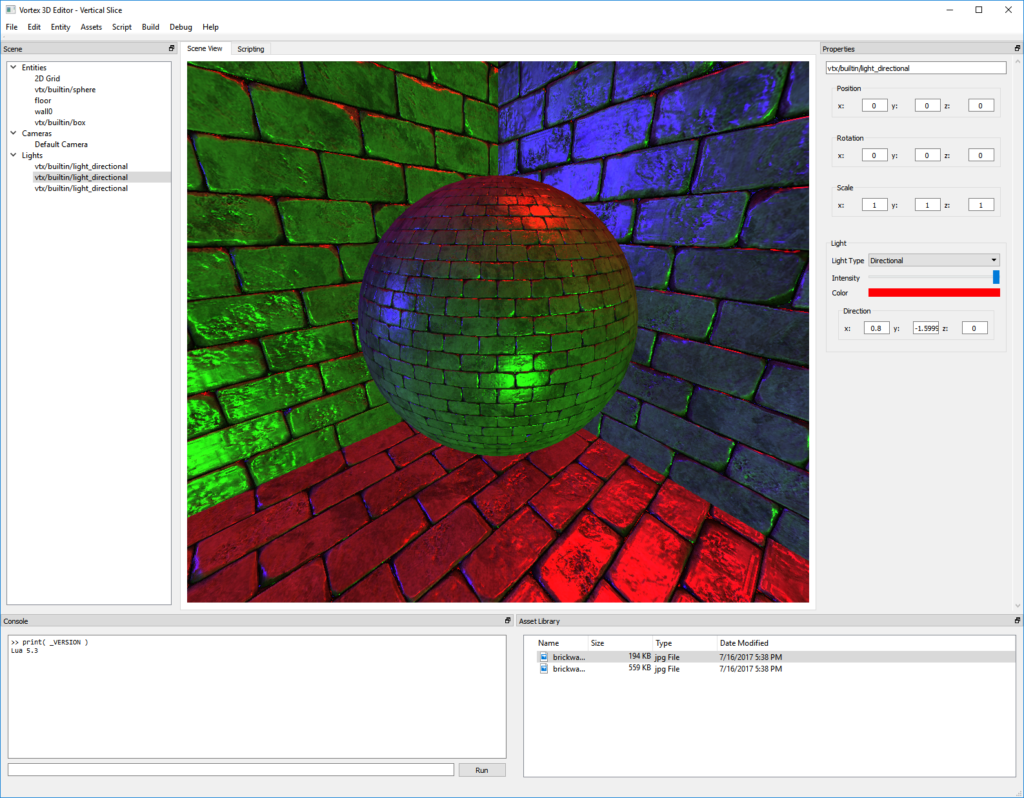 Multiple Realtime Lights rendered by Vortex V3.