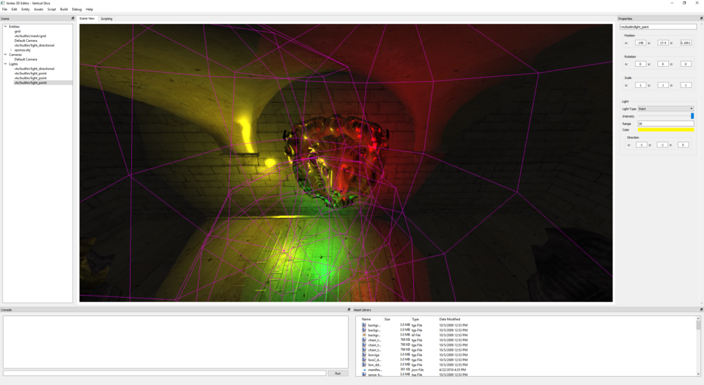 Deferred Point Lights with their Volumes rendered as a wireframe.